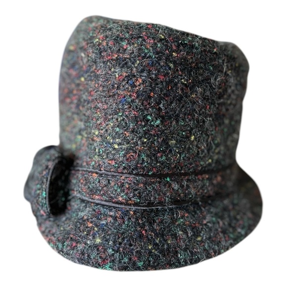 Betmar Gray Multi Color Tweed Cloche Hat with Bow Wool Blend Ladies Hat main image 4